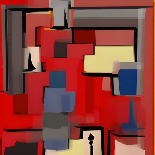 Red Geometric Abstract Block Pattern