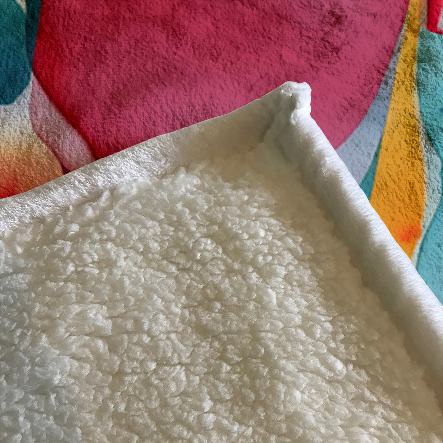 Multicolor Fluid Abstract Pattern Fleece Sherpa Blanket