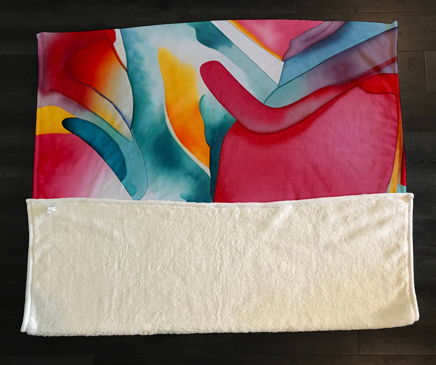 Multicolor Fluid Abstract Pattern Fleece Sherpa Blanket