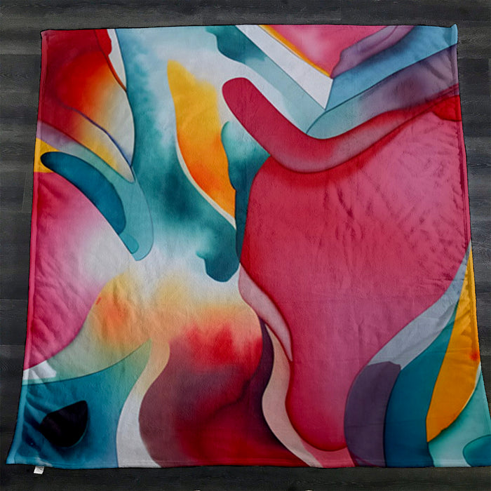 Multicolor Fluid Abstract Pattern Fleece Sherpa Blanket