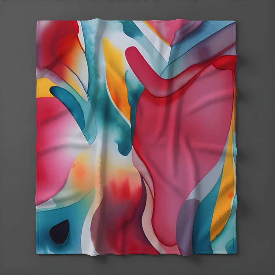 Multicolor Fluid Abstract Pattern Fleece Sherpa Blanket