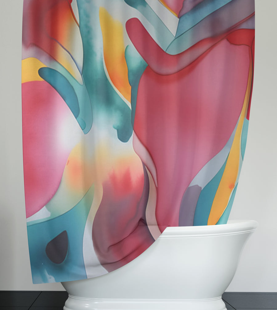 Multicolor Fluid Abstract Pattern Shower Curtain