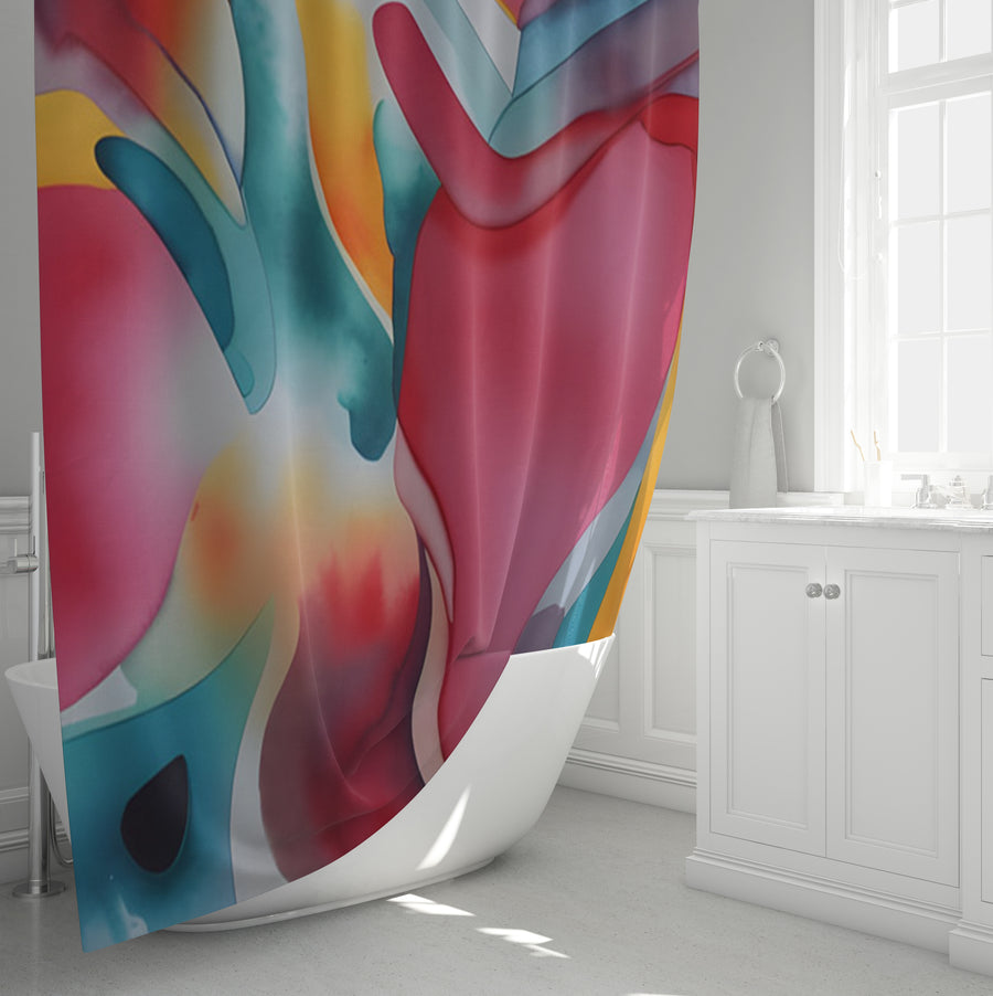 Multicolor Fluid Abstract Pattern Shower Curtain