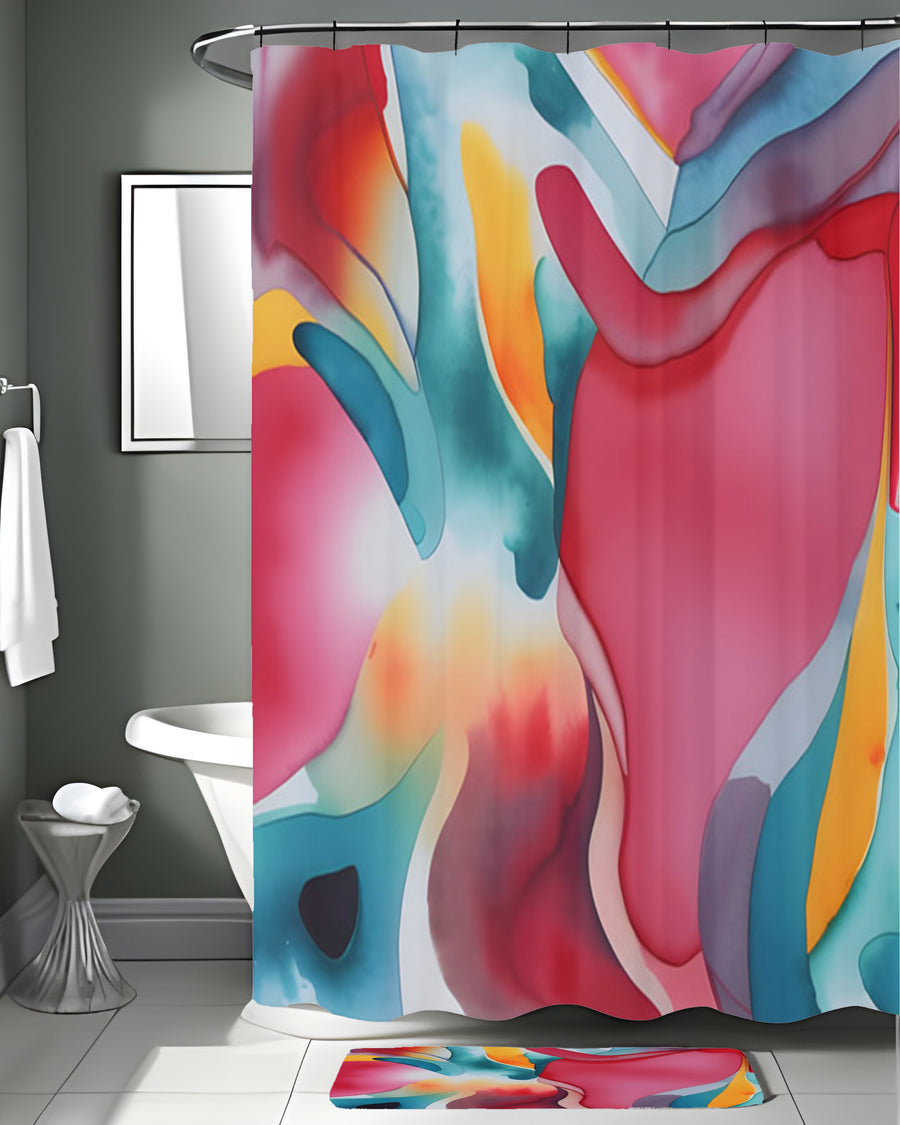 Multicolor Fluid Abstract Pattern Shower Curtain