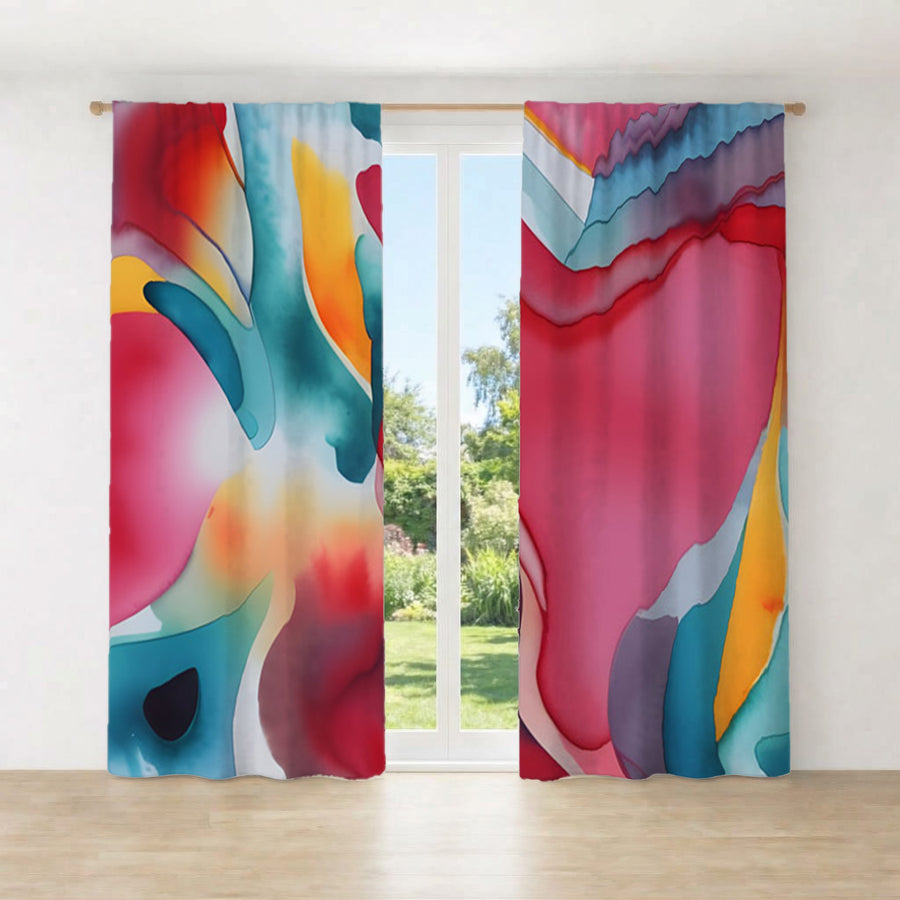 Multicolor Fluid Abstract Pattern Window Curtains
