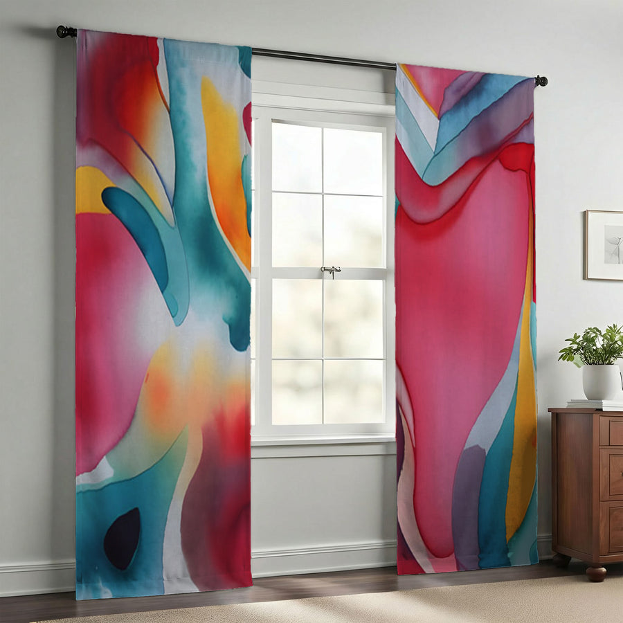 Multicolor Fluid Abstract Pattern Window Curtains