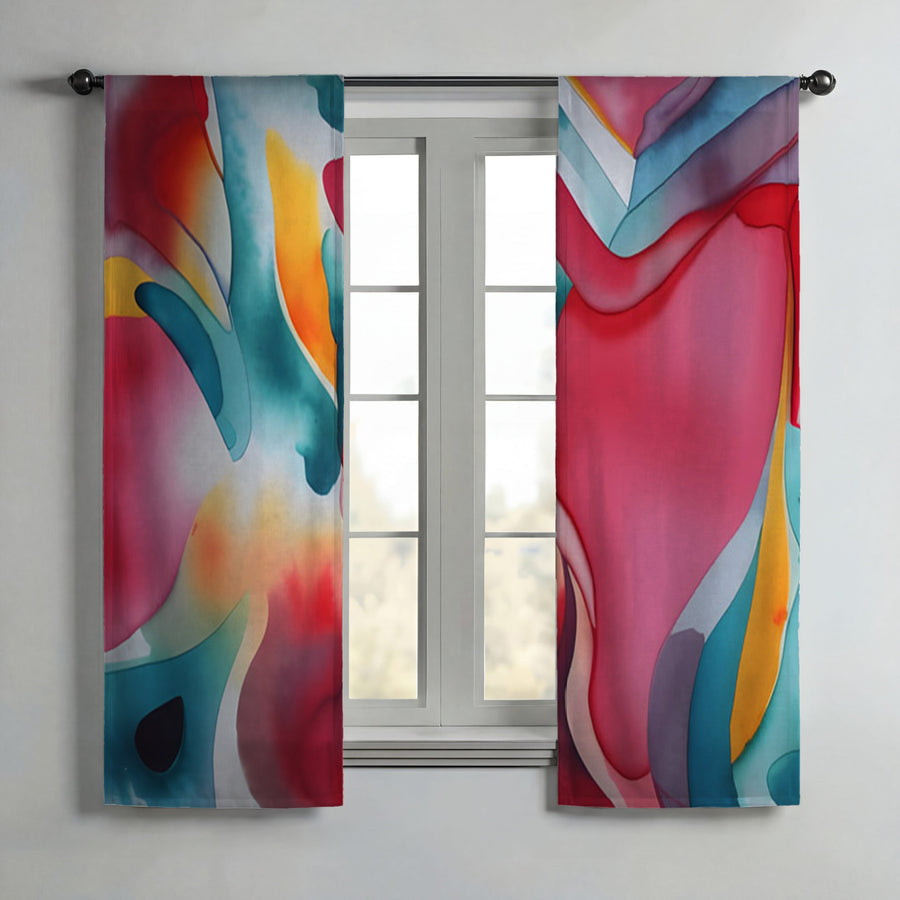 Multicolor Fluid Abstract Pattern Window Curtains