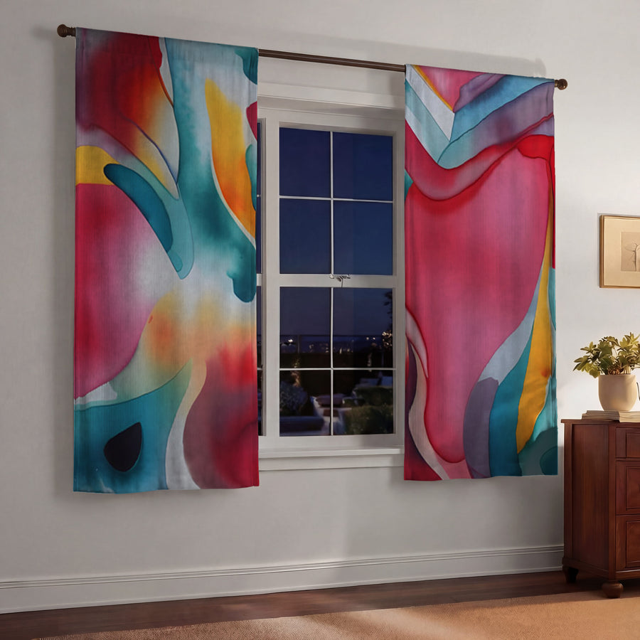 Multicolor Fluid Abstract Pattern Window Curtains