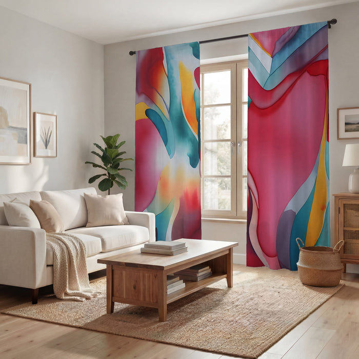 Multicolor Fluid Abstract Pattern Window Curtains