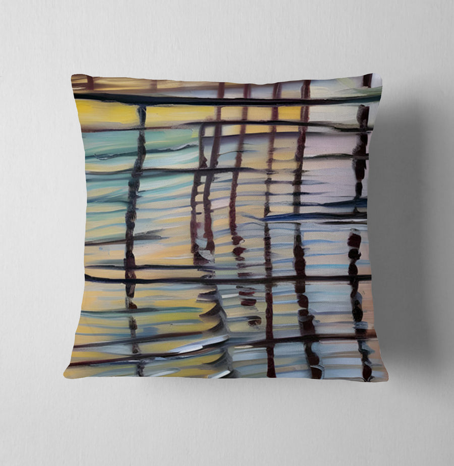 Beige Linear Reflection Pattern Throw Pillow Cover