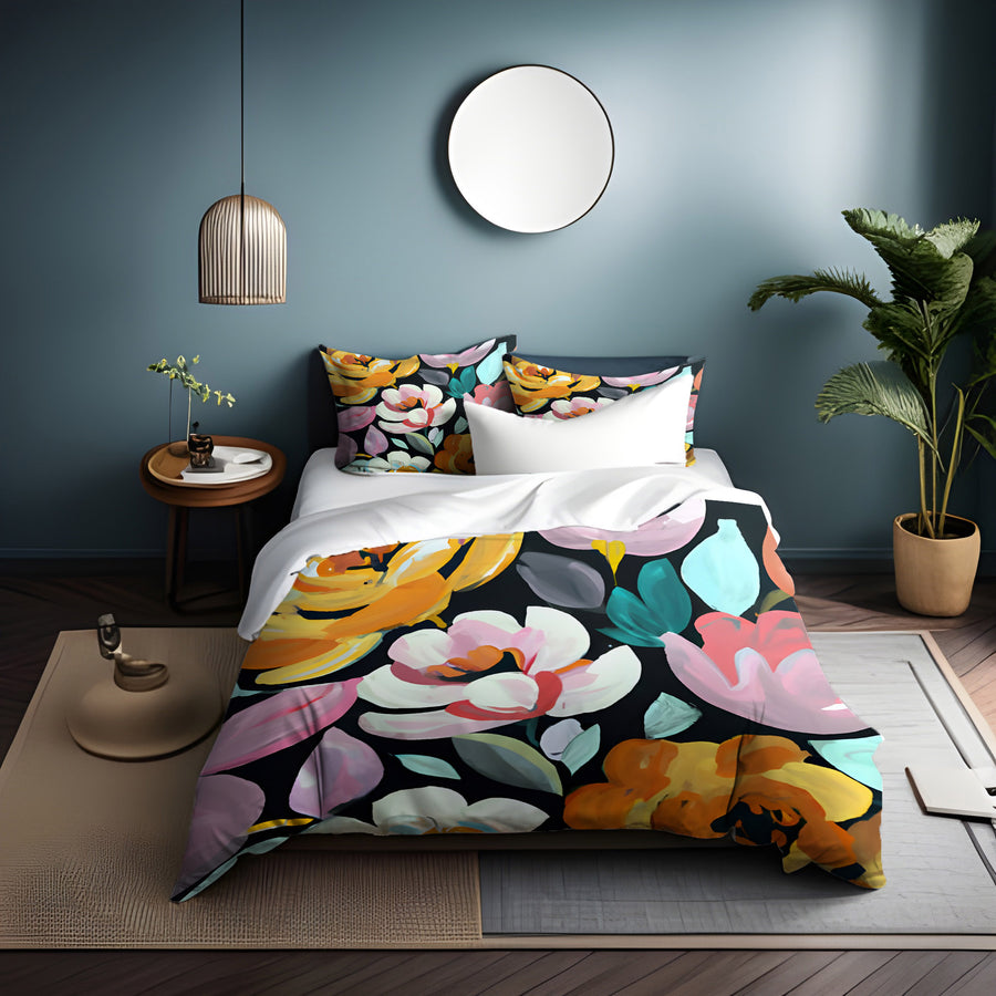 Multicolor Floral Garden Pattern Duvet Cover