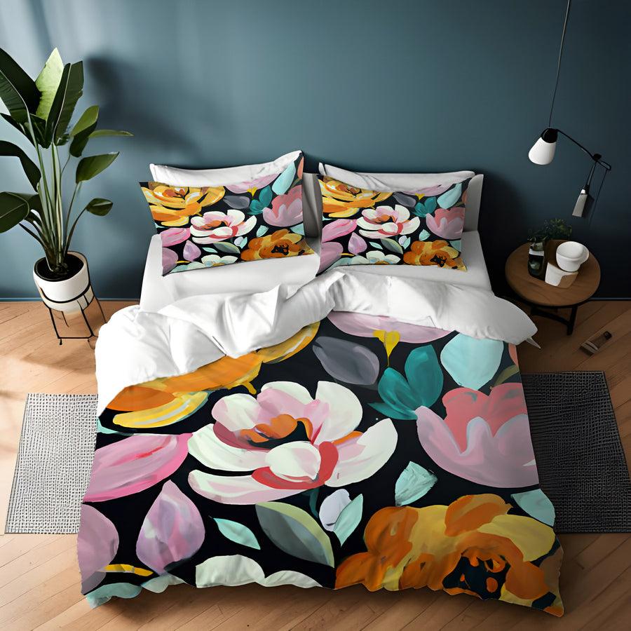 Multicolor Floral Garden Pattern Duvet Cover