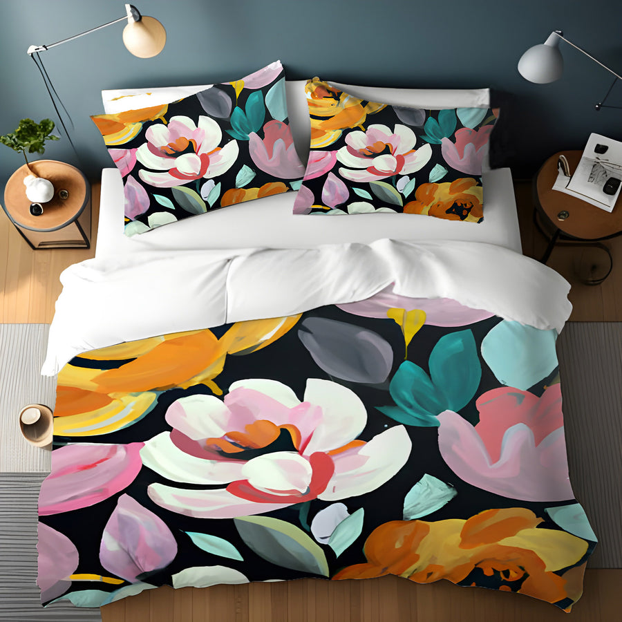 Multicolor Floral Garden Pattern Duvet Cover
