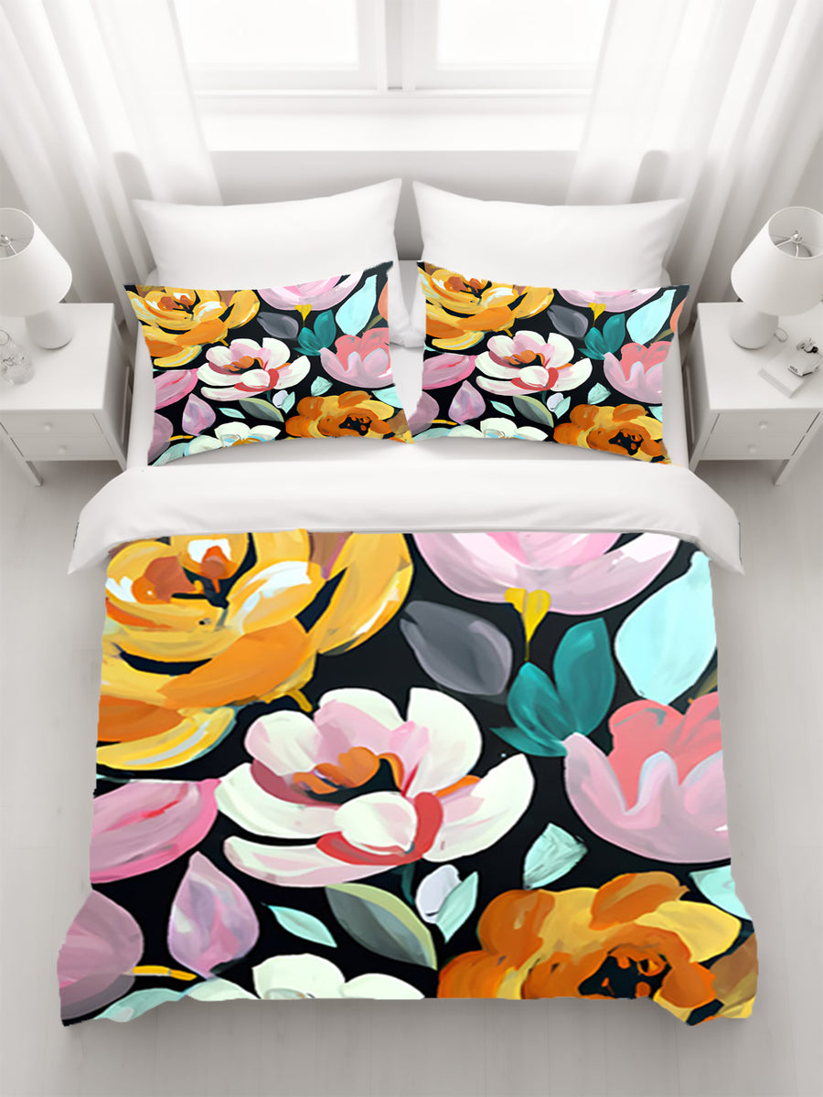 Multicolor Floral Garden Pattern Duvet Cover