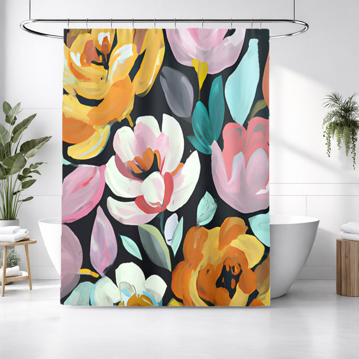 Multicolor Floral Garden Pattern Shower Curtain