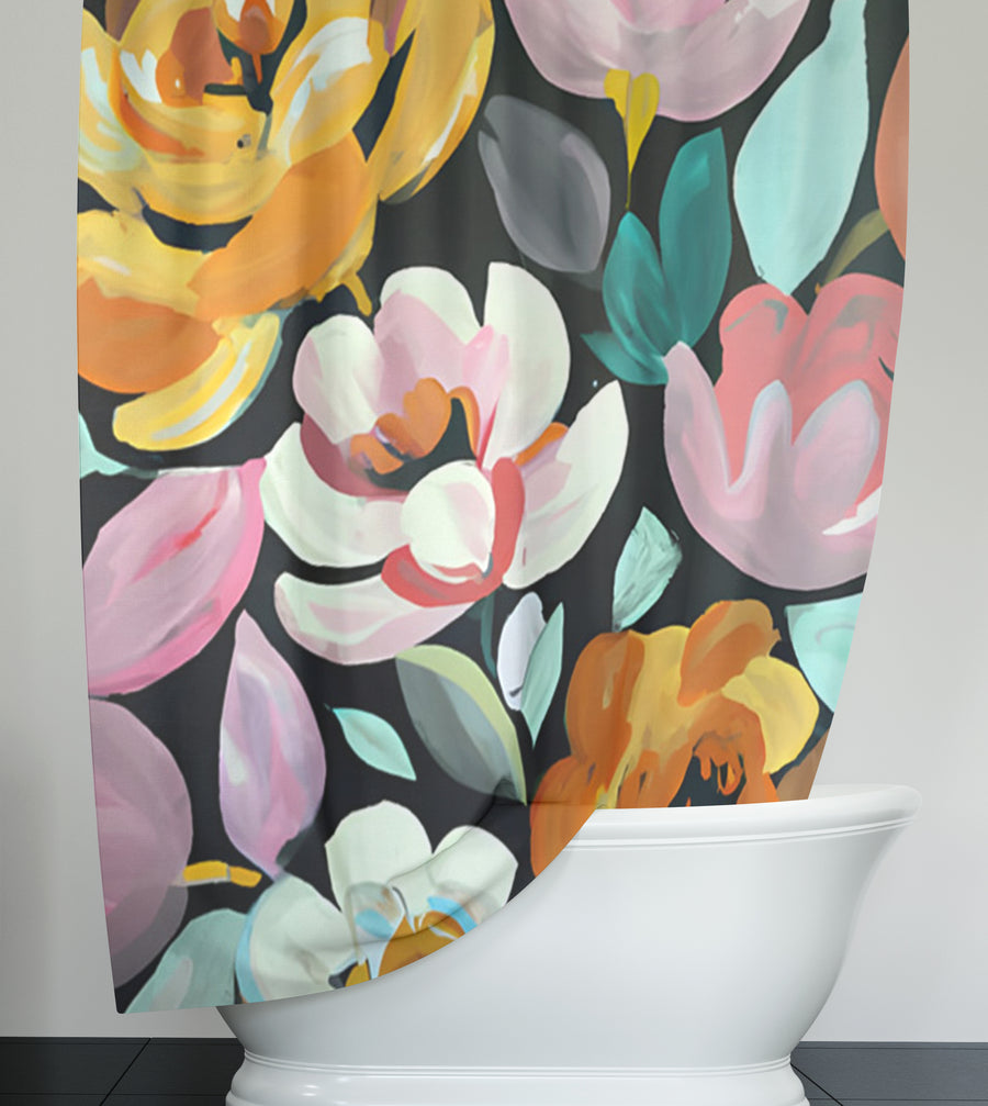 Multicolor Floral Garden Pattern Shower Curtain