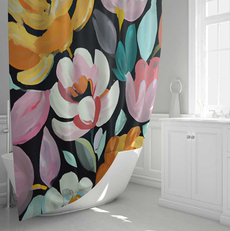 Multicolor Floral Garden Pattern Shower Curtain