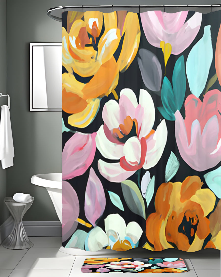 Multicolor Floral Garden Pattern Shower Curtain