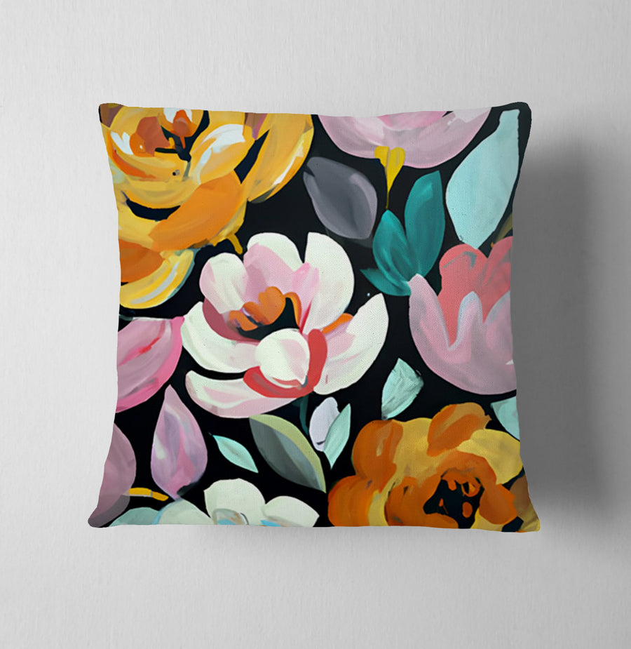 Multicolor Floral Garden Pattern Throw Pillow Cover