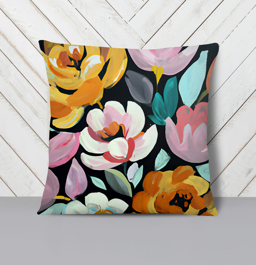 Multicolor Floral Garden Pattern Throw Pillow Cover