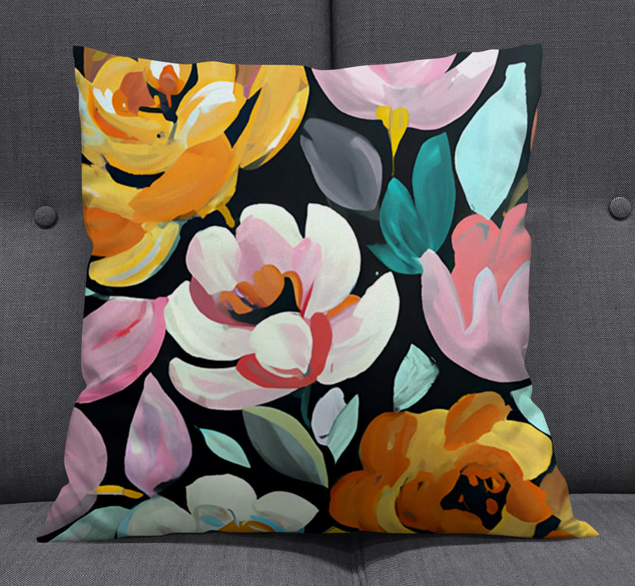 Multicolor Floral Garden Pattern Throw Pillow Cover
