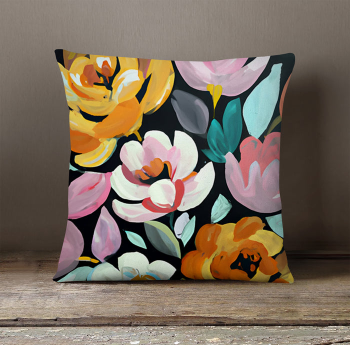 Multicolor Floral Garden Pattern Throw Pillow Cover