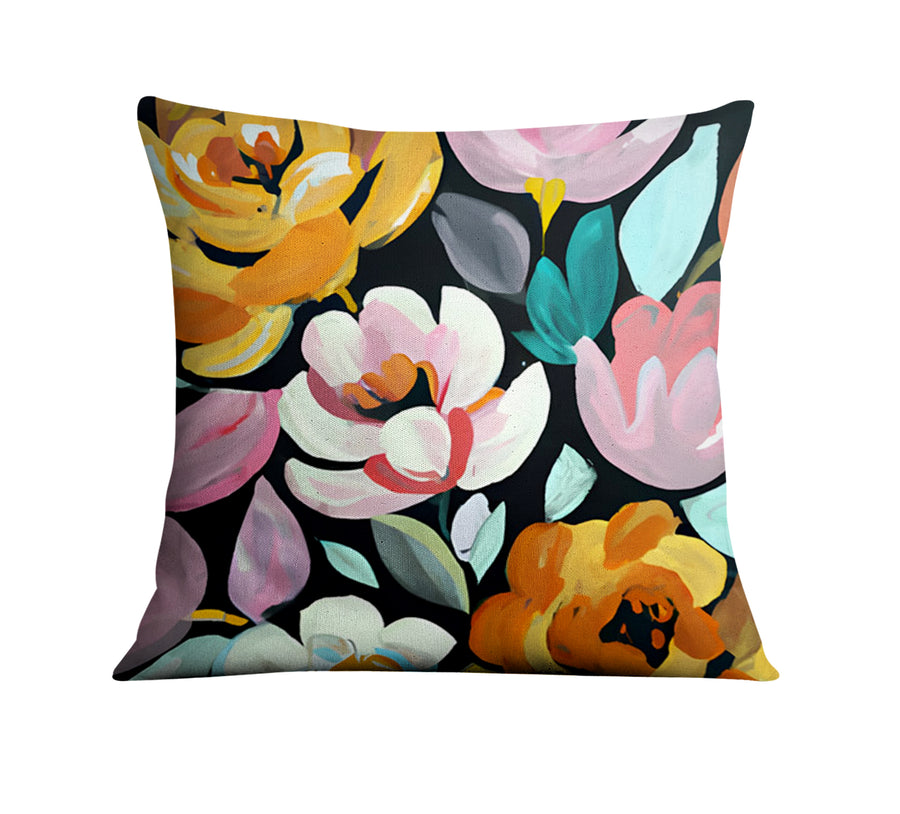 Multicolor Floral Garden Pattern Throw Pillow Cover
