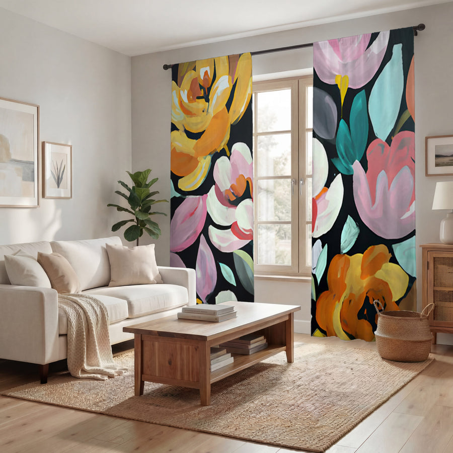 Multicolor Floral Garden Pattern Window Curtains