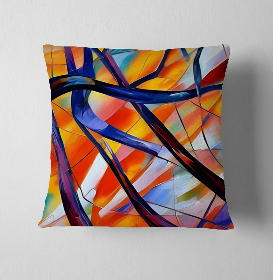 Multicolor Stained Glass Line Abstract Pattern Throw Pillow Cover
