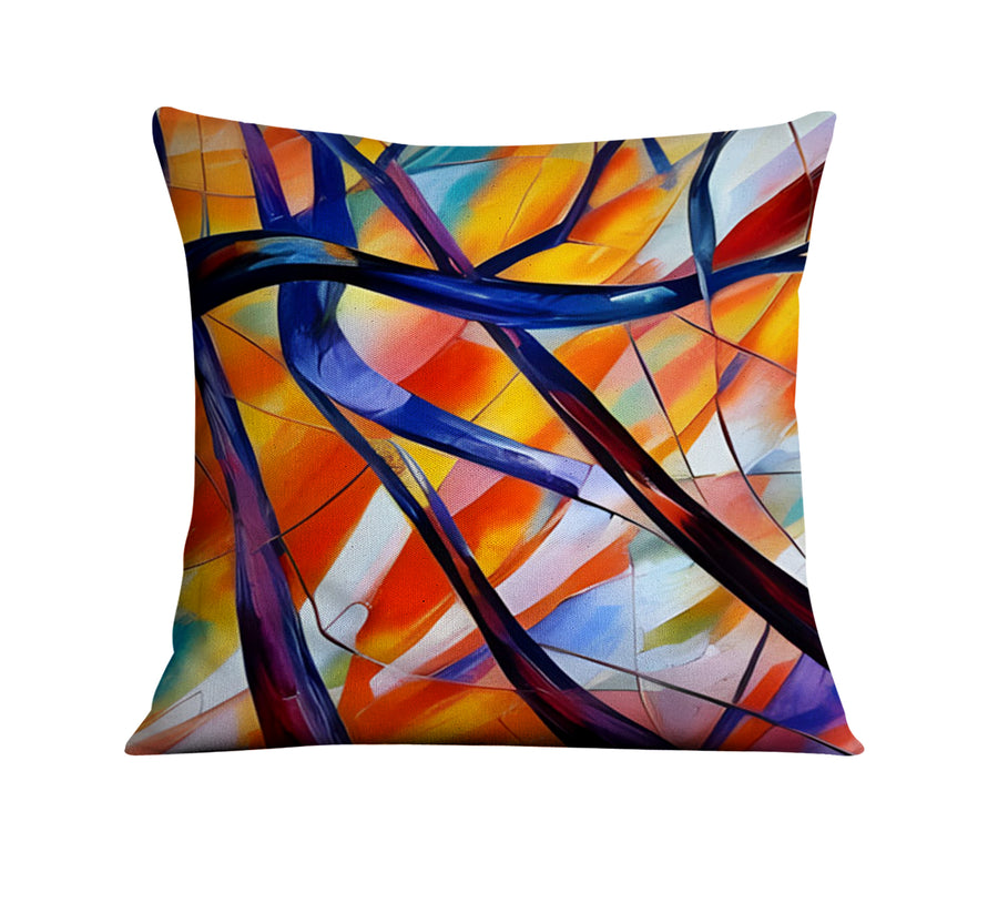 Multicolor Stained Glass Line Abstract Pattern Throw Pillow Cover