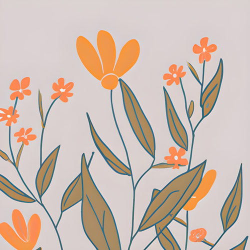 Orange Minimalist Floral Pattern