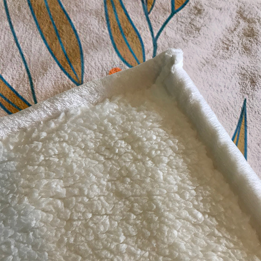 Orange Minimalist Floral Pattern Fleece Sherpa Blanket
