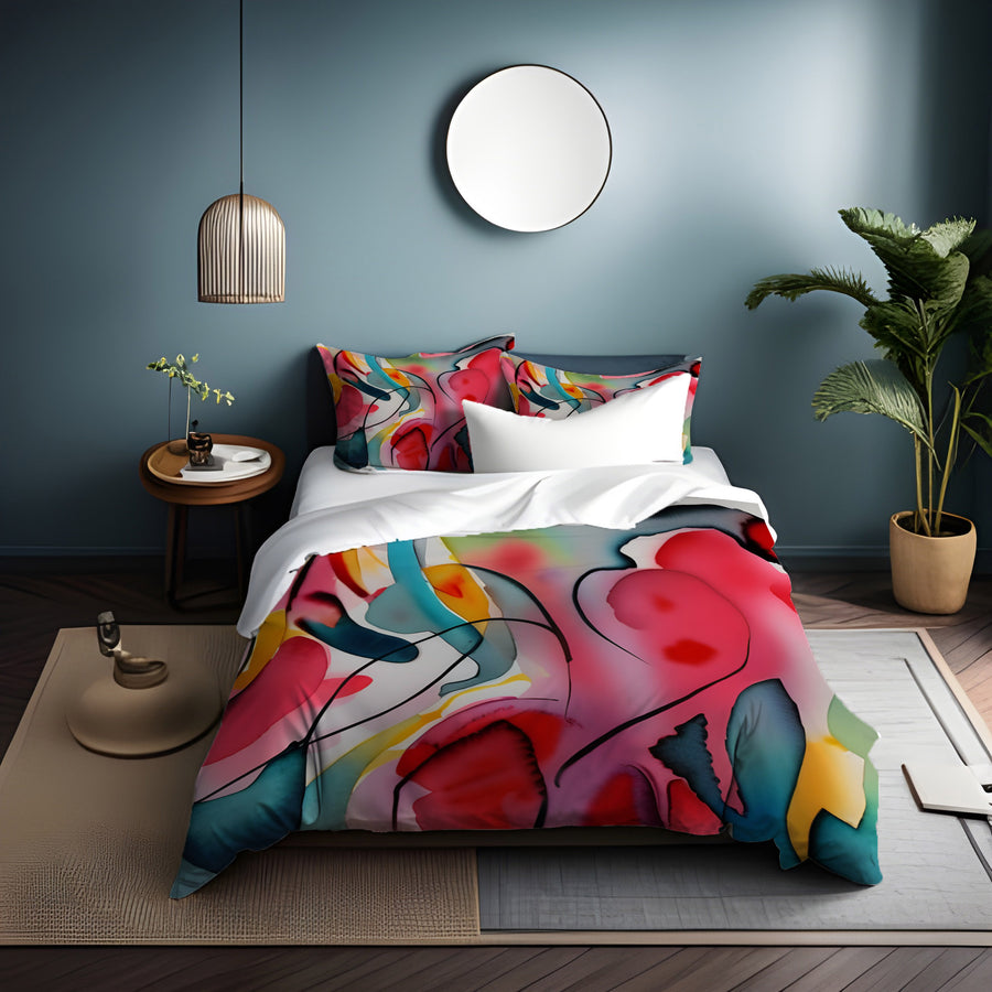 Multicolor Fluid Abstract Shape Pattern Duvet Cover