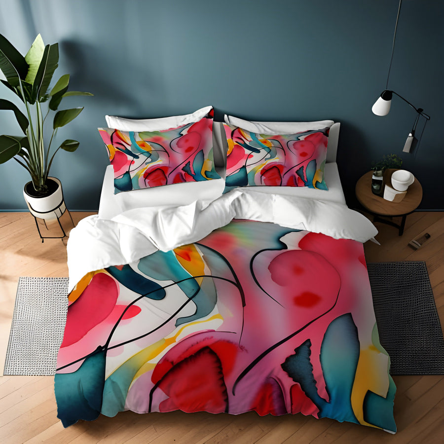 Multicolor Fluid Abstract Shape Pattern Duvet Cover