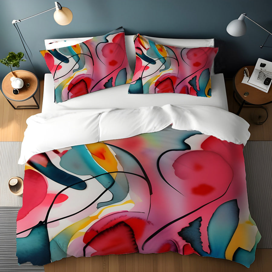Multicolor Fluid Abstract Shape Pattern Duvet Cover