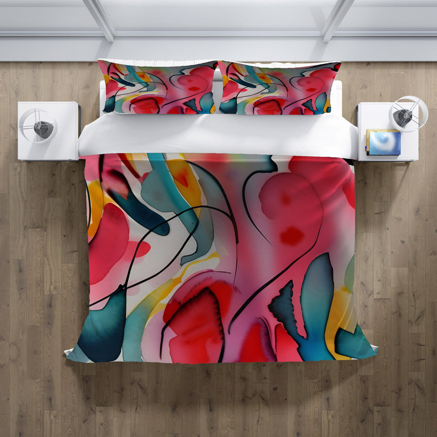 Multicolor Fluid Abstract Shape Pattern Duvet Cover