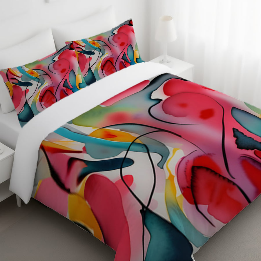Multicolor Fluid Abstract Shape Pattern Duvet Cover