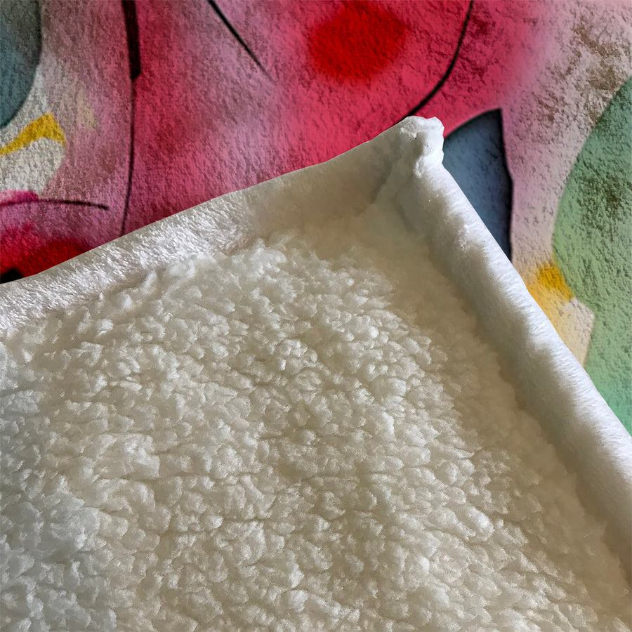 Multicolor Fluid Abstract Shape Pattern Fleece Sherpa Blanket