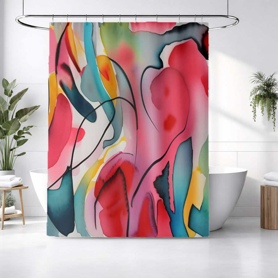 Multicolor Fluid Abstract Shape Pattern Shower Curtain