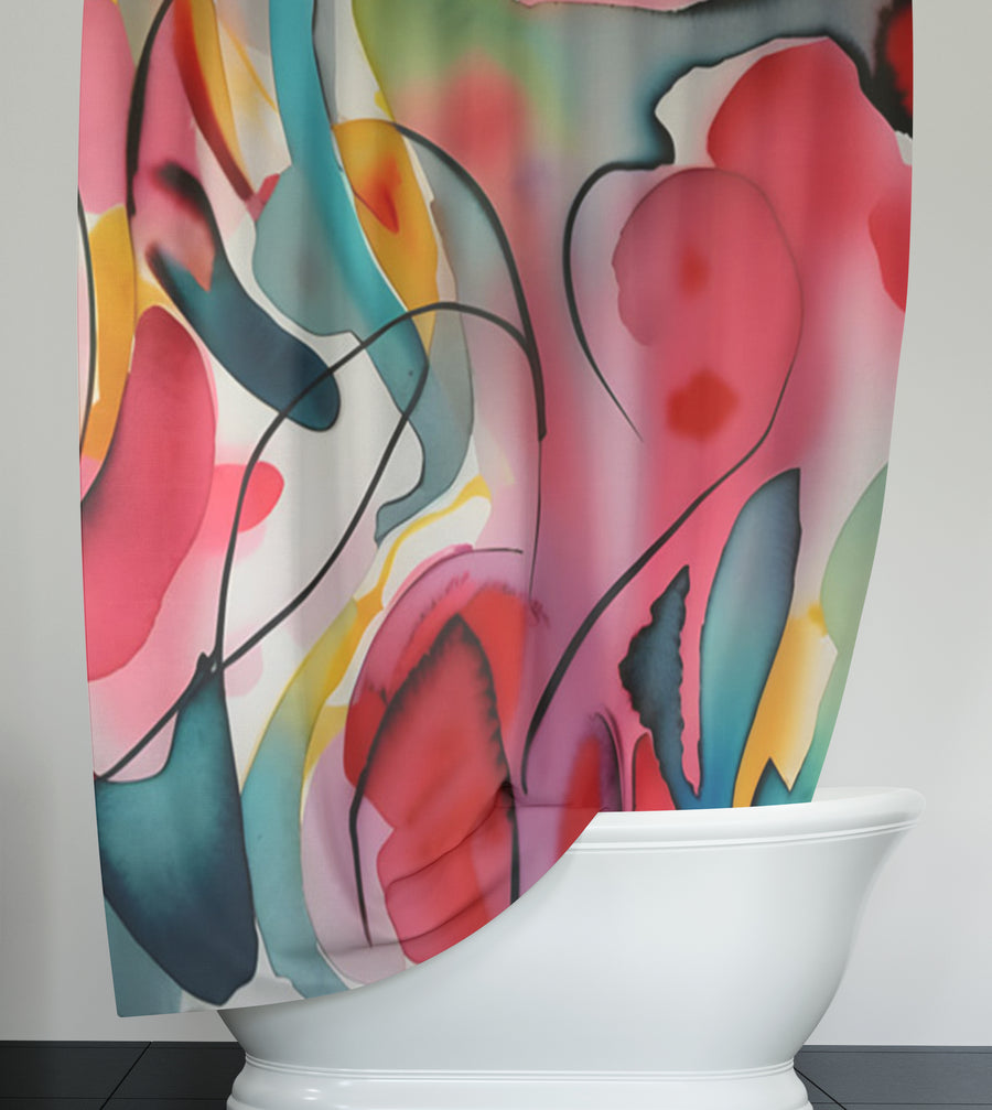 Multicolor Fluid Abstract Shape Pattern Shower Curtain
