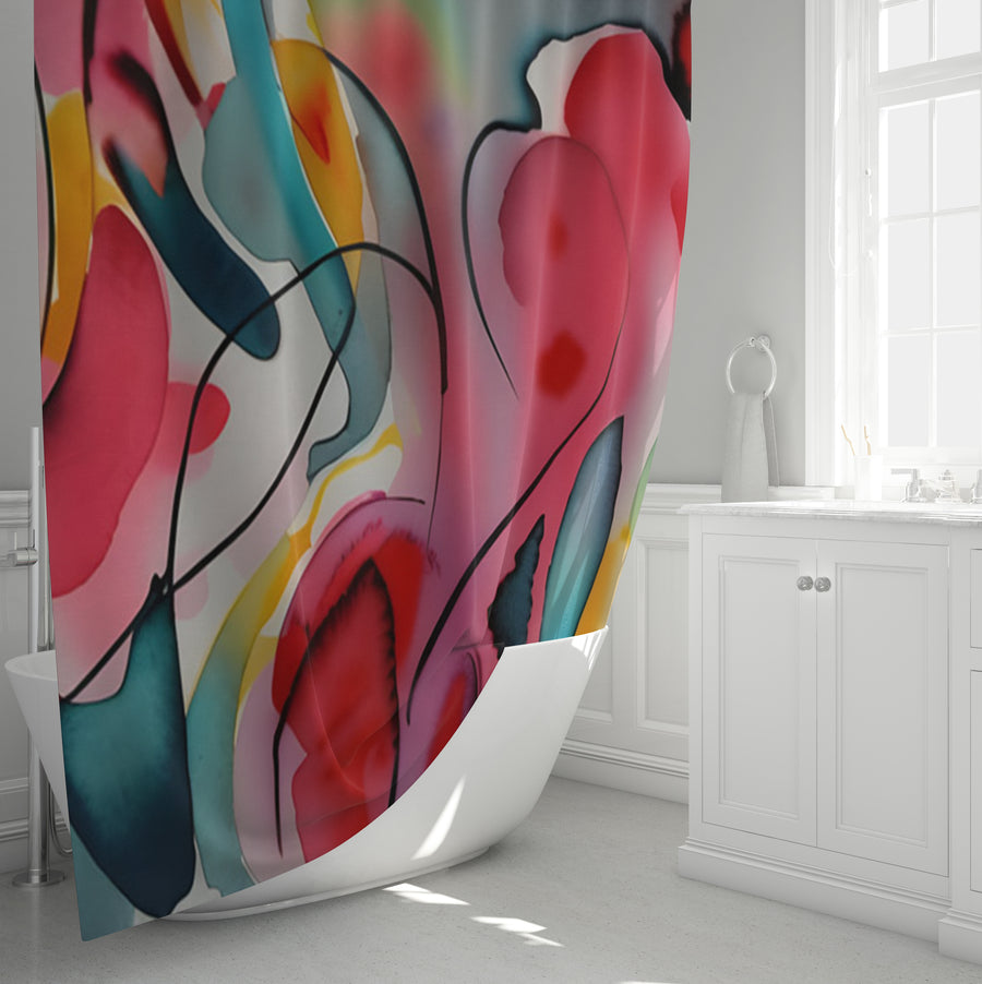 Multicolor Fluid Abstract Shape Pattern Shower Curtain