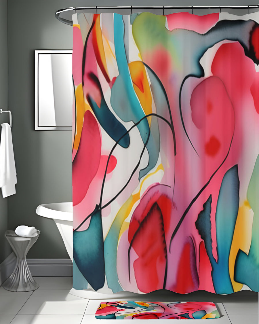 Multicolor Fluid Abstract Shape Pattern Shower Curtain