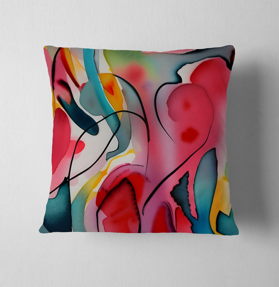 Multicolor Fluid Abstract Shape Pattern Throw Pillow Cover