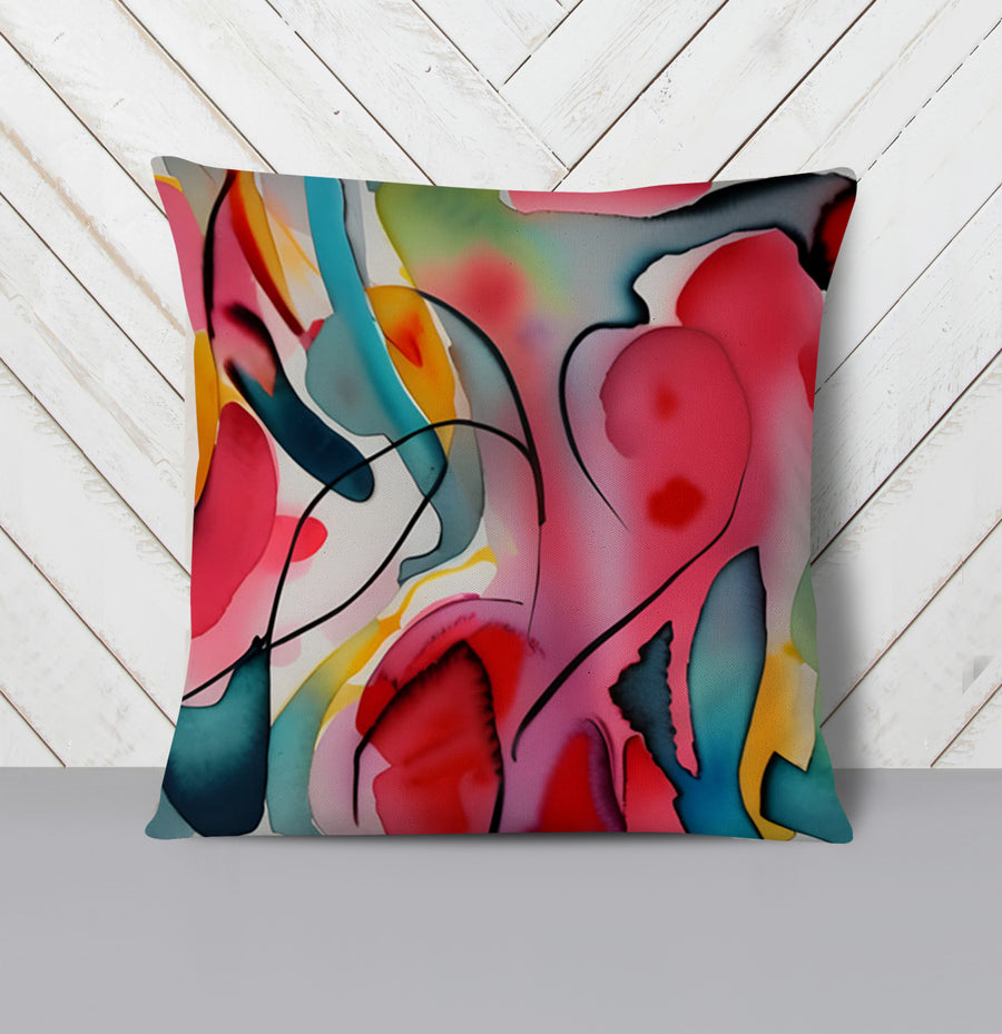Multicolor Fluid Abstract Shape Pattern Throw Pillow Cover