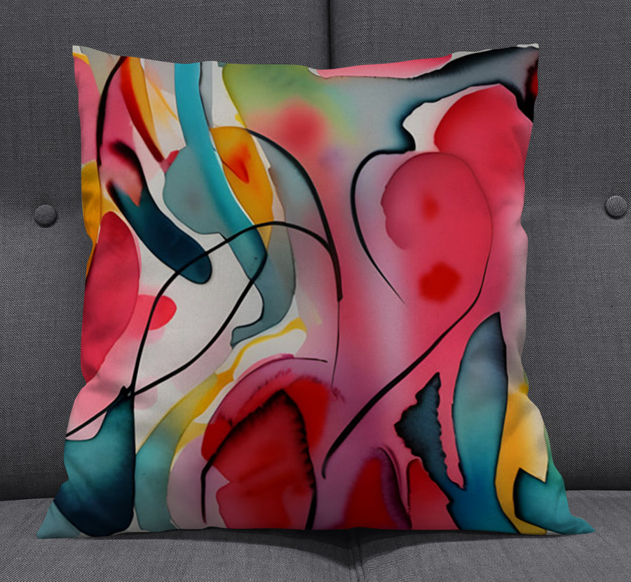 Multicolor Fluid Abstract Shape Pattern Throw Pillow Cover