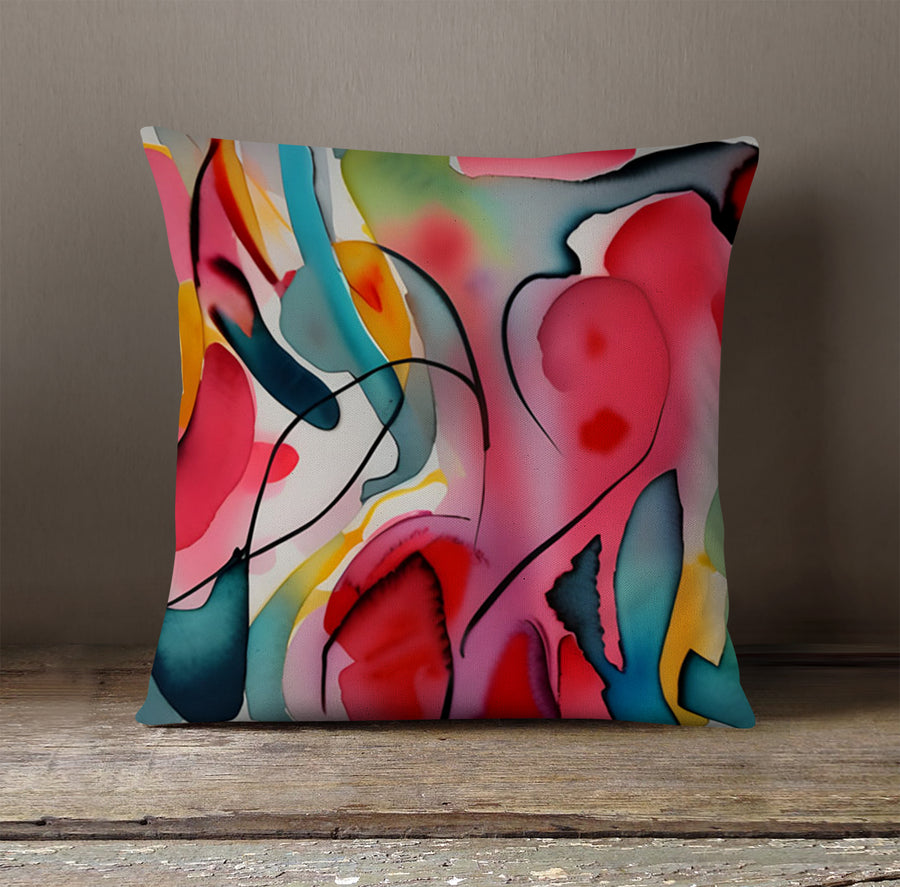 Multicolor Fluid Abstract Shape Pattern Throw Pillow Cover