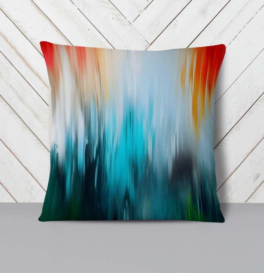Teal and Orange Gradient Drip Pattern Throw Pillow Cover