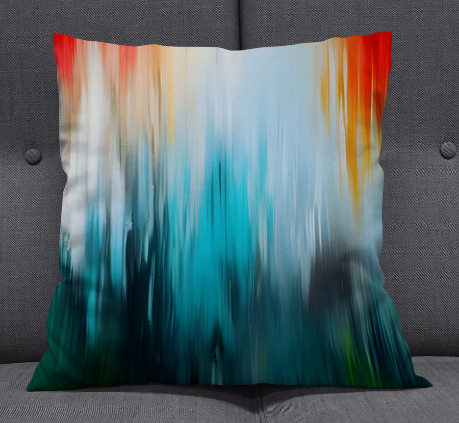 Teal and Orange Gradient Drip Pattern Throw Pillow Cover