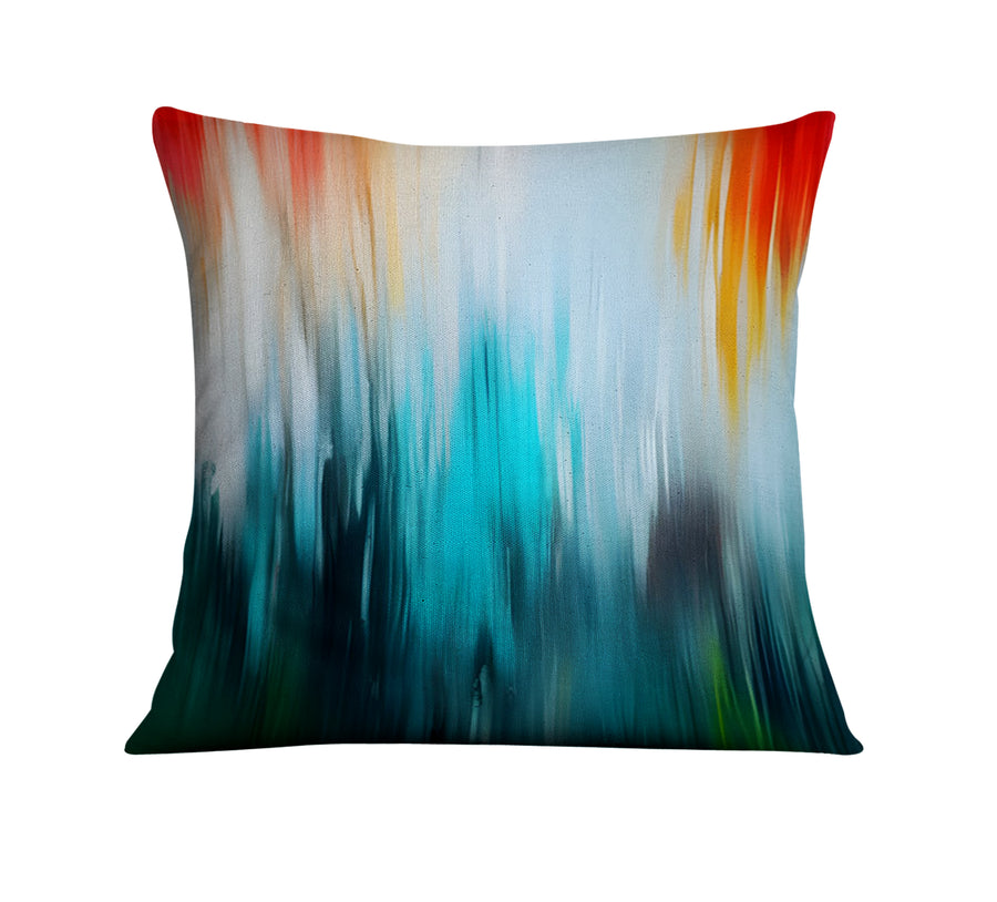 Teal and Orange Gradient Drip Pattern Throw Pillow Cover