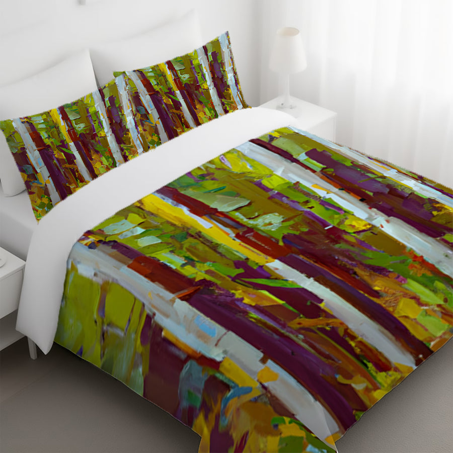 Multicolor Vertical Forest Abstract Pattern Duvet Cover